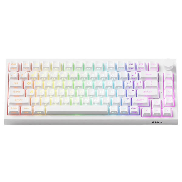 Akko 5075 V5 He White Z Caps U Prism Manyetik Switch 8k Hz Hall Effect Hotswap Argb Kablosuz Ingilizce Gaming Klavye Fc2