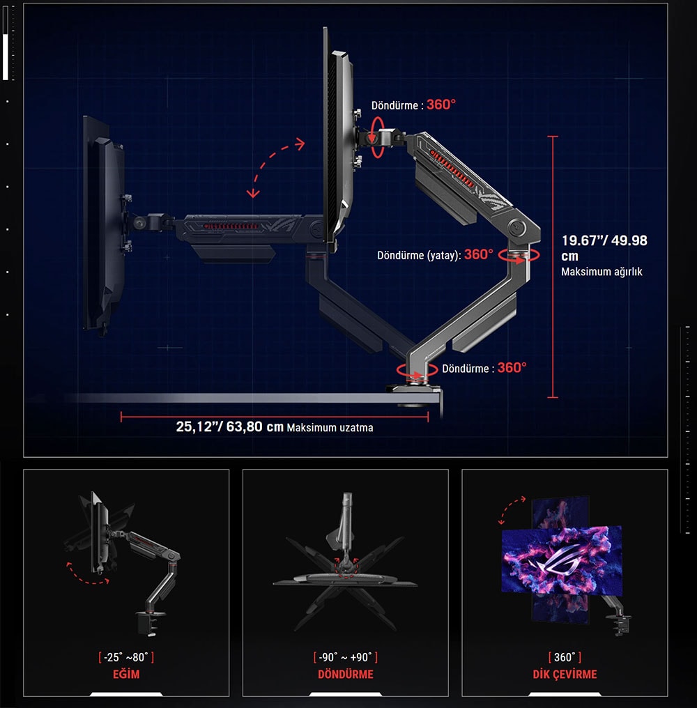 ROG Ergo Monitor Arm AAS01R asus-rog-aas01r-ergonomik-monitor-kolu