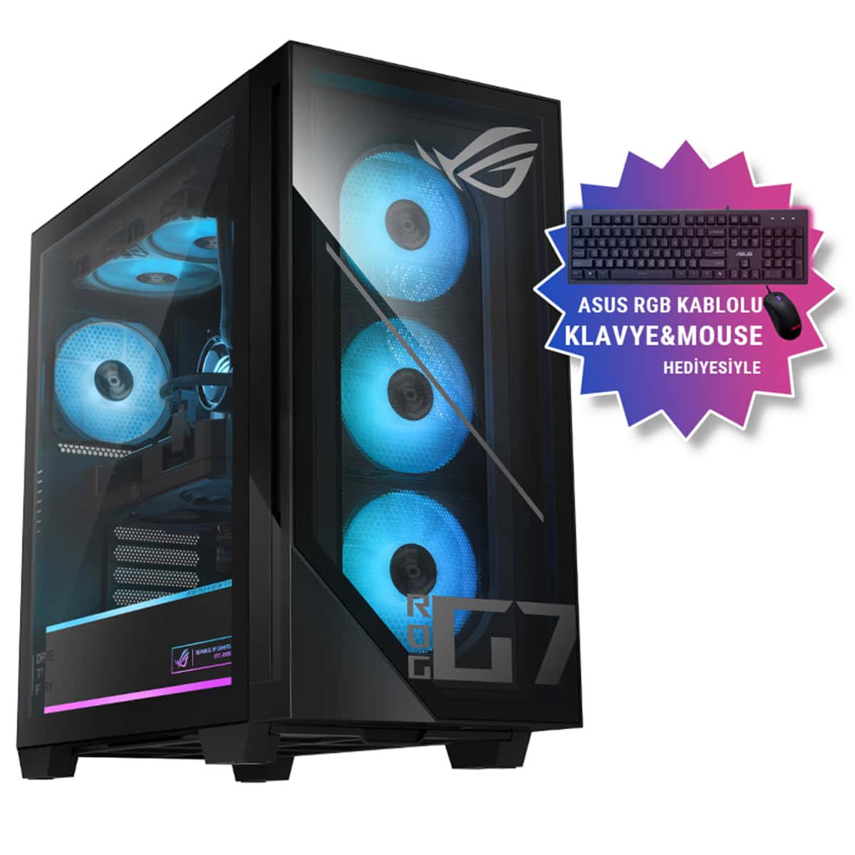 Asus Rog G700 Gm700tz R9800x1780 Gaming Amd Ryzen 7 9800x3d Geforce Rtx 5070 Prime 12gb Gddr7 16gb Ddr5 1tb Ssd Freedos Gaming Masaustu Bilgisayar Fc1