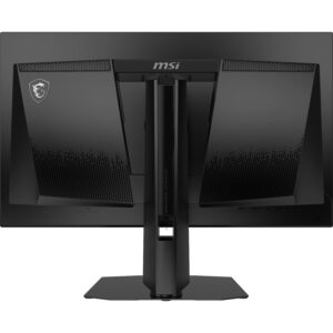 MSI markalı ince çerçeveli siyah oyun monitörü, arkadan net görünüm ve destek ayağıyla.