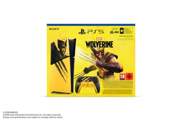 Sony PS5 Wolverine özel sınırlı sürüm kutu tasarımı ve oyun kumandası görseli.
